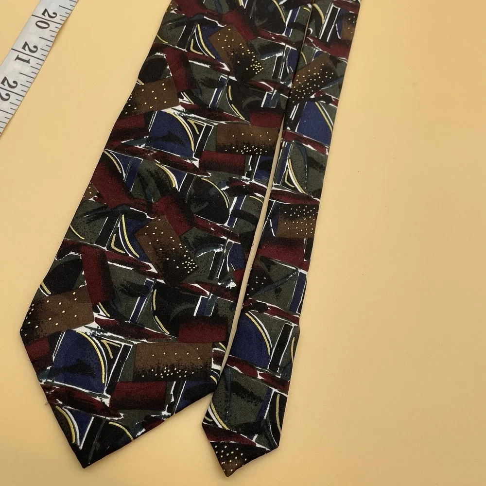 Azia Collection Tie Abstract Gold‎ Red Mens Polyester Necktie USA Work Formal